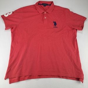 U.S. POLO ASSN Men's XXL Red Short Sleeve Polo Shirt Embroidered Big Pony Logo 3